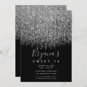Invitation Argent et noir Parties scintillant mousseuse Sweet (Devant / Derrière)