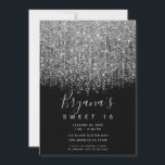 Invitation Argent et noir Parties scintillant mousseuse Sweet<br><div class="desc">Personnaliser pour tout événement</div>