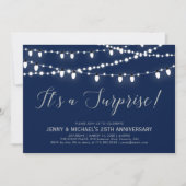 Invitation Argent et Nuit | 25e anniversaire de mariage Surpr (Devant)