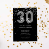 Invitation Argent et parties scintillant noire scintillent 30