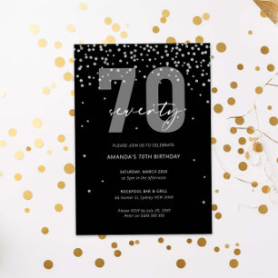 Invitation Argent et parties scintillant noire scintillent 70