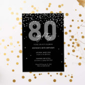 Invitation Argent et parties scintillant noire scintillent 80