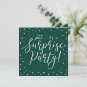 Invitation Argent et vert | 60e fête d'anniversaire surprise (Debout devant)