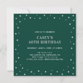 Invitation Argent et vert | 60e fête d'anniversaire surprise (Dos)