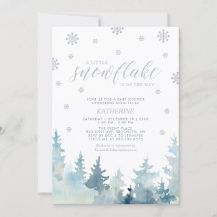 Invitation Argent et violet   Baby shower d'hiver de la Flamm