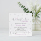 Invitation Argent et violet hiver Wonderland Baby shower fill (Debout devant)