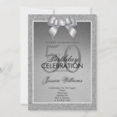 Invitation Argent Étincelle & Gem élégant Anniversaire (Devant)
