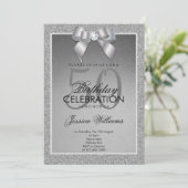Invitation Argent Étincelle & Gem élégant Anniversaire (Debout devant)