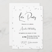 Invitation Argent Étincelles Entièrement Personnalisable Part (Devant / Derrière)