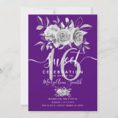 Invitation Argent Fab Parties scintillant florale 16e anniver (Devant)
