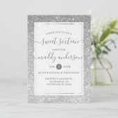 Invitation Argent Faux Parties scintillant Élégante douce 16  (Debout devant)