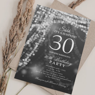 Invitation Argent Fête d'anniversaire surprise 30 ans