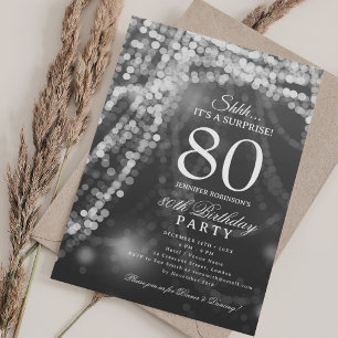 Invitation Argent   Fête élégante de surprise pour 80 ans 
