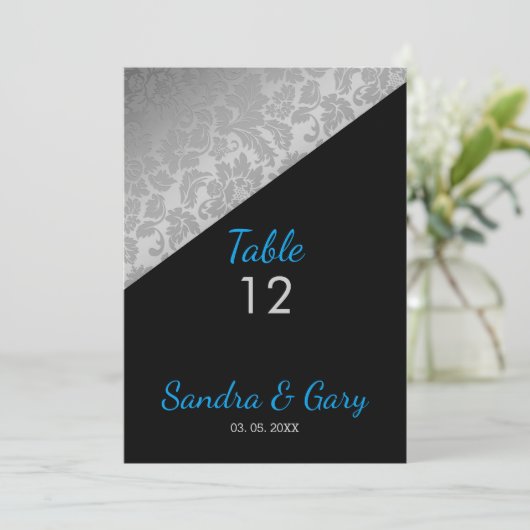 Invitation Argent Floral Damask (Debout devant)