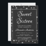 Invitation Argent Foil Confetti Pois Sweet 16 Anniversaire<br><div class="desc">Silver Foil Confetti Pois Sweet sixteen Anniversaire Invitation pour une fête de 16e anniversaire. Cette invitation est parfaite pour une soirée Black and Silver Glam Sweet 16 Anniversaire. Veuillez contacter le concepteur pour customiser les articles correspondants.</div>