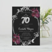 Invitation Argent Frame Bourgogne Rose Noir 70e anniversaire (Debout devant)