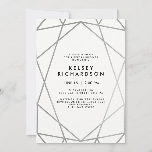Invitation Argent géométrique de Faux sur la Fête de la (Devant)