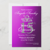 Invitation Argent géométrique de pourpre d'ovales de parties (Dos)