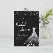 Invitation Argent glamour sur Fête des mariées noire (Debout devant)