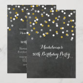 Invitation Argent Gold Chalkboard Confetti 50e anniversaire (Devant / Derrière)