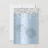 Invitation Argent Gouttes de roses Bleu fumé Mariage Douzième (Dos)