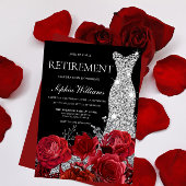 Invitation Argent Gown Red Roses Black Retraite Party