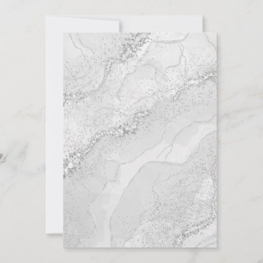 Invitation Argent gris blanc Agate Première Sainte Communion (Dos)