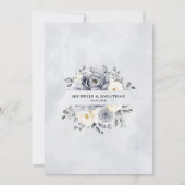 Invitation Argent Gris ivoire Floral hiver Rustique Mariage I (Dos)