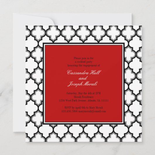 Invitation Argent gris, noir & blanc Tuxedo Invitation, Rouge (Devant)