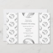 Invitation argent gris volleyballs motifs filles anniversaire (Devant)