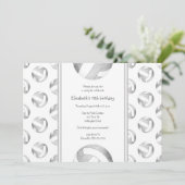 Invitation argent gris volleyballs motifs filles anniversaire (Debout devant)