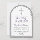 Invitation Argent Lavande Purple Premier Arc de Communion Sai (Devant)