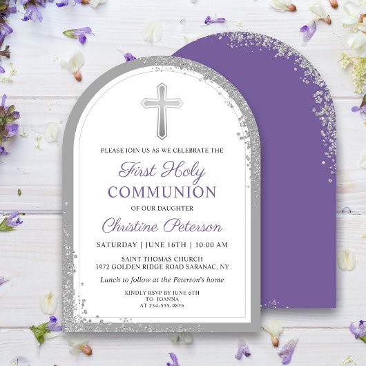 Invitation Argent Lavande Purple Premier Arc de Communion Sai