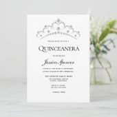 Invitation Argent & Marine Diamond Tiara Quinceanera Invitati (Debout devant)