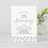Invitation Argent & Marine | Moderne 25e Anniversaire de Mari (Debout devant)