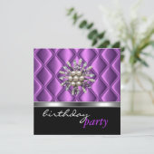 Invitation Argent Mauve Purple Bijou Cristal Noir (Debout devant)