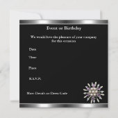 Invitation Argent Mauve Purple Bijou Cristal Noir (Dos)