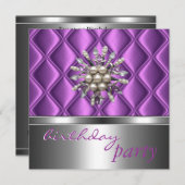 Invitation Argent Mauve Violet Cristal Jewel (Devant / Derrière)