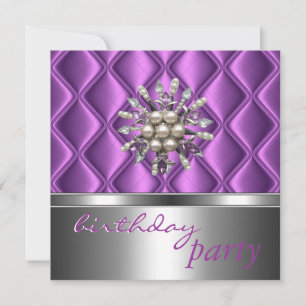 Invitation Argent Mauve Violet Cristal Jewel