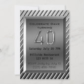 Invitation Argent métallique 40e anniversaire (Devant)