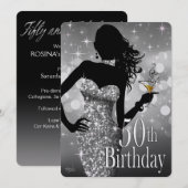 Invitation Argent MÉTALLIQUE de l'anniversaire | de GLACE (Devant / Derrière)