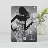 Invitation Argent MÉTALLIQUE de l'anniversaire | de GLACE (Debout devant)