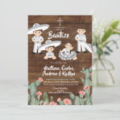 Invitation Argent mexicain rustique Charro Baptême de frère o (Debout devant)