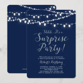 Invitation Argent & Navy | Fête d'anniversaire surprise moder (Devant / Derrière)