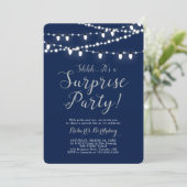 Invitation Argent & Navy | Fête d'anniversaire surprise moder (Debout devant)