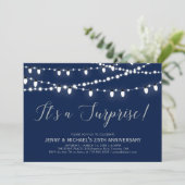 Invitation Argent & Navy | Surprise 25e anniversaire de maria (Debout devant)