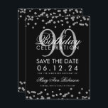 Invitation Argent Noir 90e Anniversaire Date de sauvegarde Co<br><div class="desc">Elégant design "90th Birthday Party" avec Silver Faux Parties scintillant Confetti Noir et nom personnalisé et détails texte. Facile à utiliser et facile à personnaliser. Commandez aujourd'hui !</div>