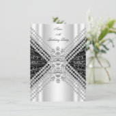 Invitation Argent noir blanc Anniversaire de la fête Diamant (Debout devant)