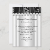 Invitation Argent noir blanc Anniversaire de la fête Diamant (Dos)