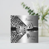 Invitation Argent noir blanc léopard diamant bijou Bow (Debout devant)